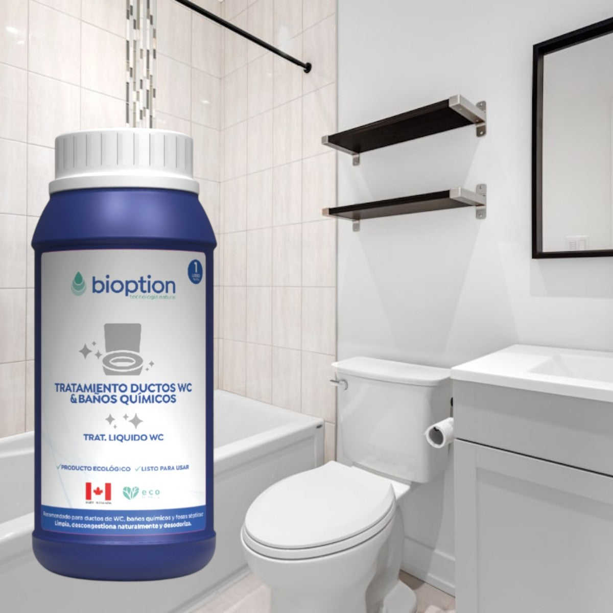 TRATAMIENTO LÍQUIDO WC Y BAÑOS QUÍMICOS - BIOPTION 1L
