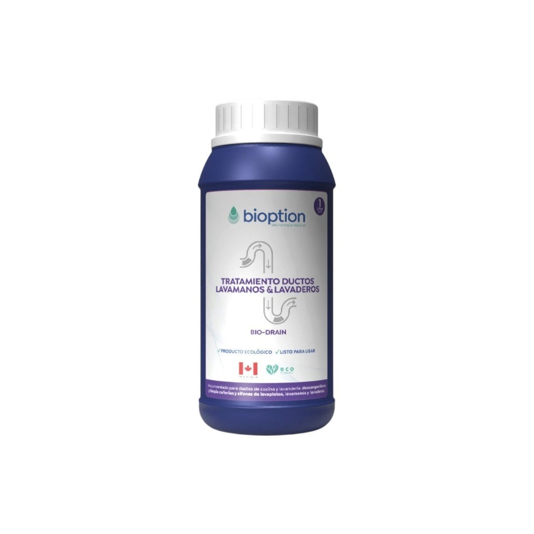 Trini Vital Store BIO-DRAIN tratamiento biológico de 1 litro para limpiar y destapar ductos de lavamanos y lavaderos.