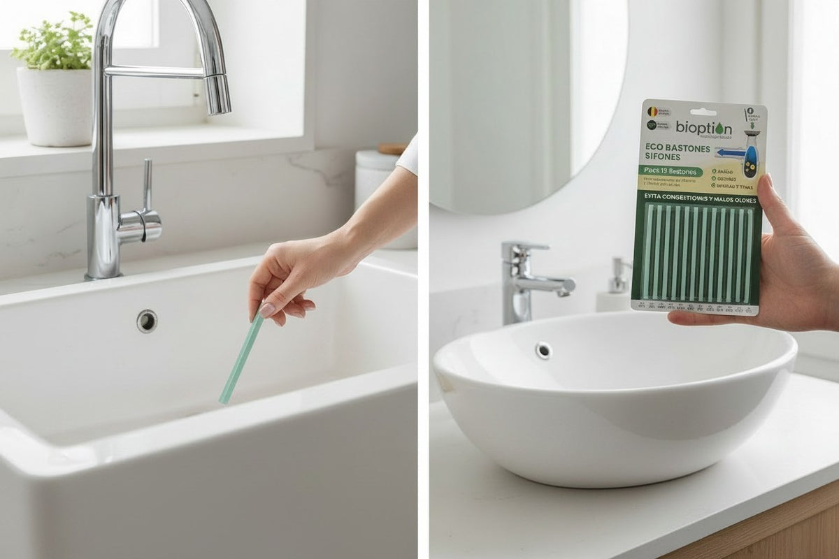 Trini Vital Store pack de 12 bastones limpiadores Bioption para desagües de cocina y baño, ecológicos y efectivos.