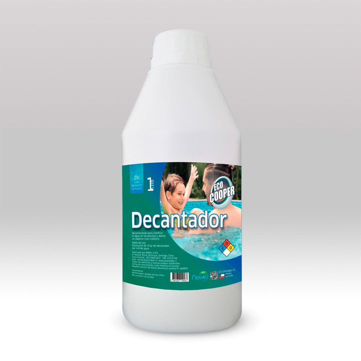Decantador para piscinas Nobel de Trini Vital Store en envase blanco de 1 litro para clarificar agua turbia