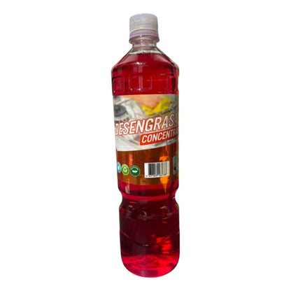 Desengrasante concentrado Trini Vital Store de 1 litro en botella transparente con líquido rojo para limpieza profunda