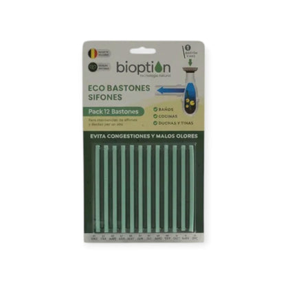 Pack de 12 ecobastones Bioption de Trini Vital Store para limpieza ecológica de desagües y eliminación de olores