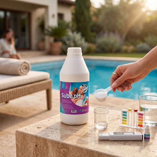 Trini Vital Store Sube pH EcoCooper de 1 kg para equilibrar la acidez del agua de piscinas con kit de medición