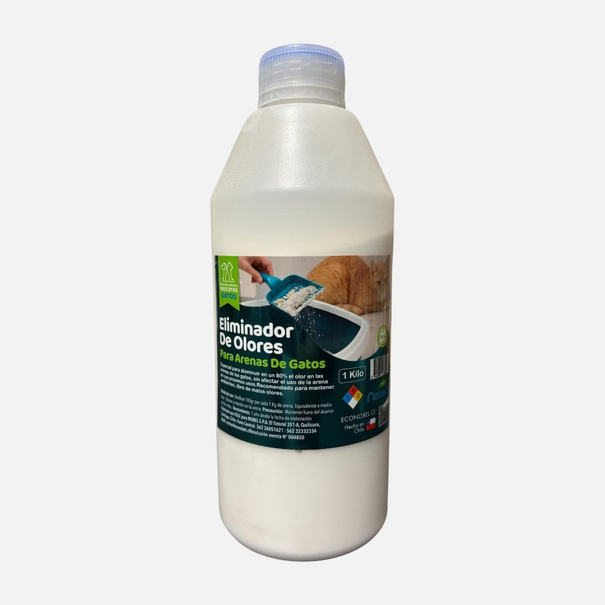 Eliminador de olores enzimático para arena de gatos de Trini Vital Store en envase de 1 kilo biodegradable