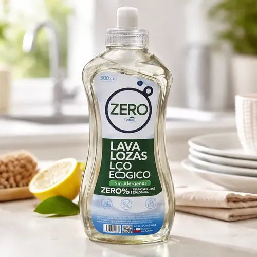 Lavalozas ecológico Nobel Zero de 500cc en Trini Vital Store, fórmula concentrada sin fragancias para lavado manual.