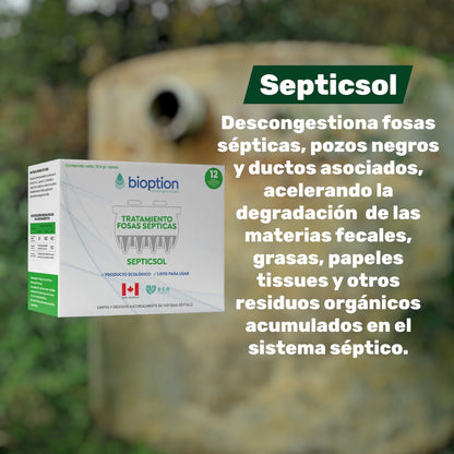 Pack Bioption S.O.S. de Trini Vital Store con tratamiento biológico para fosas sépticas y eliminador de olores.