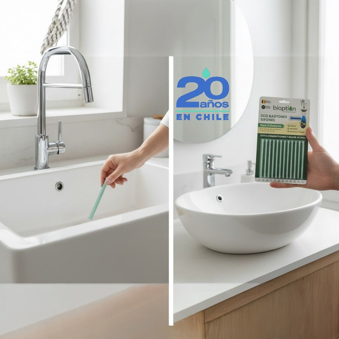 Trini Vital Store Pack Eco Bastones Bioption para limpieza de sifones en lavabos de baño y cocina