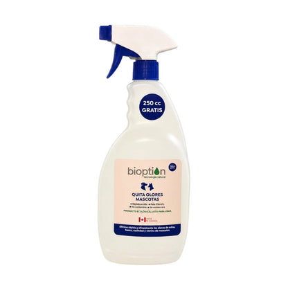 Spray enzimático Trini Vital Store Bioption para eliminar olores de mascotas en envase de 750cc con atomizador azul
