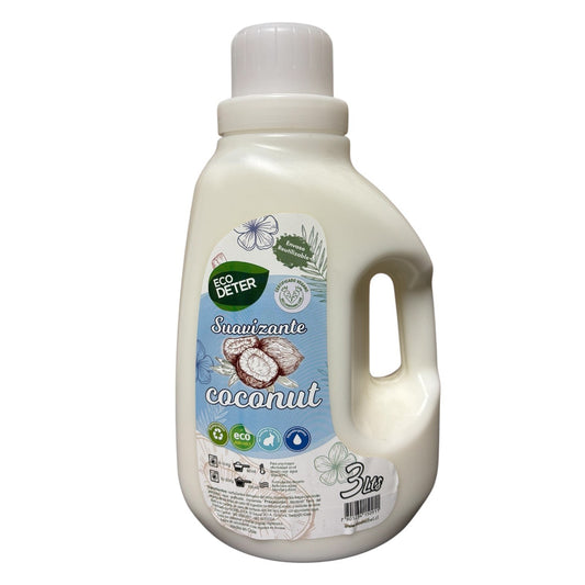 Bidón de 3 litros de suavizante ecológico Trini Vital Store con aroma a coco, biodegradable y apto para todo tipo de telas.