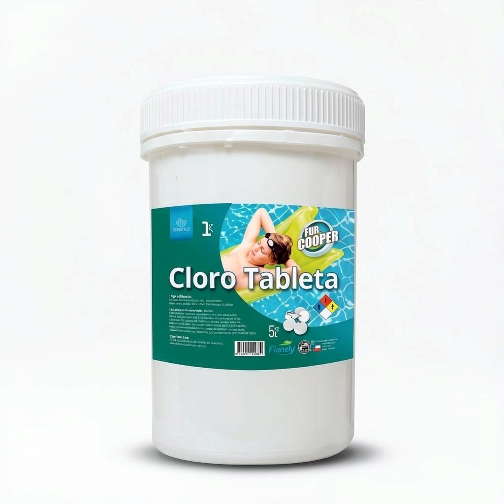 Envase de 1 kilo de tabletas de cloro Ecocooper para mantenimiento de piscinas de Trini Vital Store