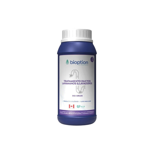 Trini Vital Store BIO-DRAIN tratamiento biológico de 1 litro para limpiar y destapar ductos de lavamanos y lavaderos.